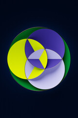 3D illustration of a colorful geometric figure in an ornamental style. The main focus is the geometric background and texture. Pattern for floor mosaics.