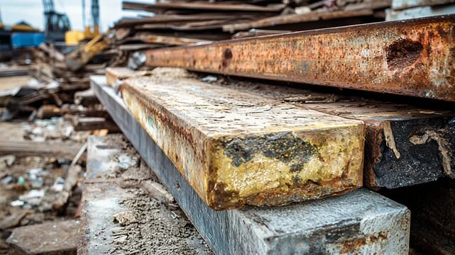 Weathered wood block close-up industrial texture