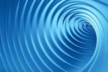 3D illustration  blue  stripes in the form of wave waves, futuristic background.