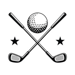  Golf club silhouette set featuring clean line art logos, minimal vector icons, elegant sports equipment shapes,