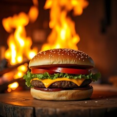 hamburger on black plate