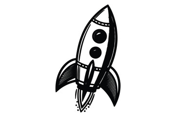 Rocket minimalistic one line drawing icon