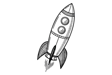 Rocket creative single line art illustration