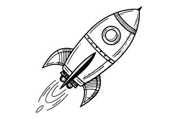 Rocket smooth one line vector artwork