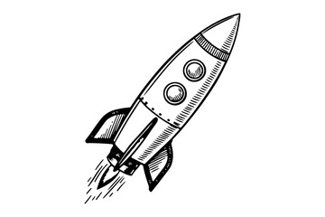 Rocket isolated one line illustration vector
