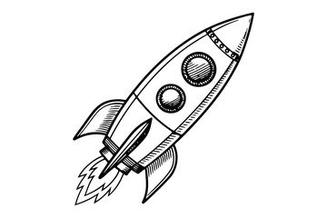 Rocket clean minimalist one line artwork