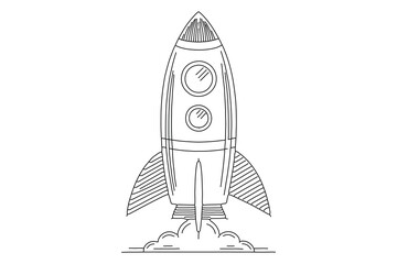 Rocket simple continuous line art illustration
