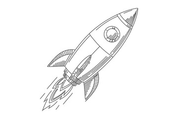 Rocket minimal one line vector isolated
