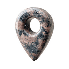 Stone map pin marker with hole, mottled texture