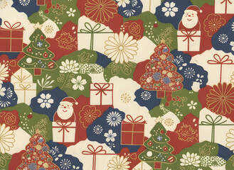 Christmas Chiyogami, traditional Japanese patterns,