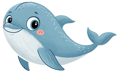 Fototapeta premium Illustration of cute fat Dolphin on white