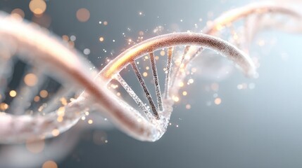 DNA Helix: a beautiful rendered image of a DNA helix, a symbol of life's blueprint and genetic makeup. This image represent science and research in a visually stunning way.