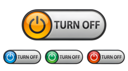 Collection of power buttons in various colors for electronic devices a