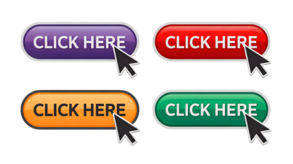 Colorful clickable buttons in various shapes and colors for web design