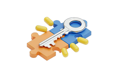 Key on Puzzle Pieces with Pills - Solution Concept
