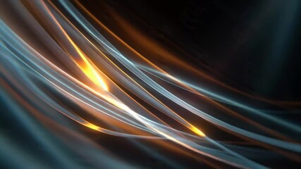 Abstract glowing light trails in orange and blue creating a dynamic, futuristic background.