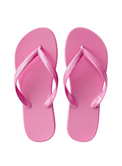 Pink flip-flops, top view, bright studio lighting, solid color