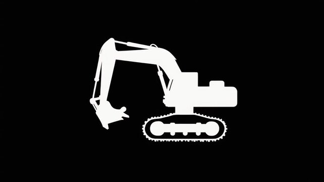 Black vector silhouette icon set of excavator, loader, bulldozer, truck, and construction transport machinery. Excavator silhouette,