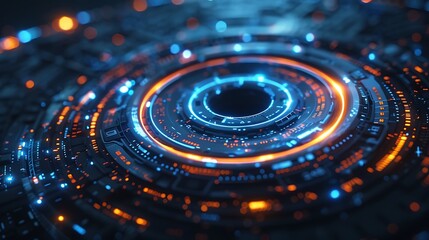 Digital loading ring glowing smoothly in futuristic blue tones futuristic digital technology concept background high resolution stock photo