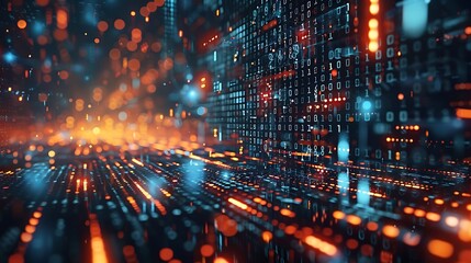 Futuristic numeric code blocks floating in digital space futuristic digital technology concept background high resolution stock photo