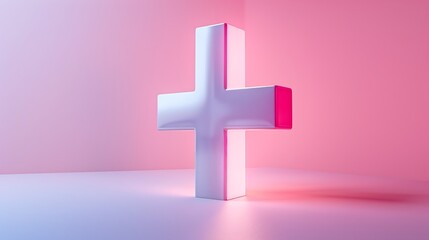 Obraz premium Minimal 3d medical cross floating with soft glow on gradient medical healthcare concept professional background high resolution stock photo