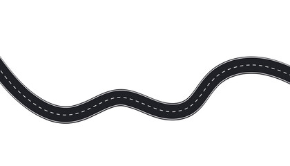 Road winding highway. Winding road isolated. Background of the road to the horizon in perspective. Curvy asphalt empty line isolated vector concept.