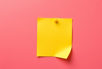 Blank yellow sticky note paper for office business reminder on a white or red background