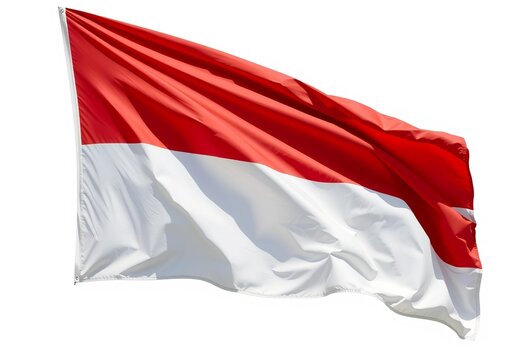 A waving national flag of Poland with its white and red fabric is a symbol of patriotism for the European nation