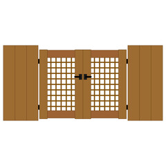 シンプルな木製の門扉のイラスト素材