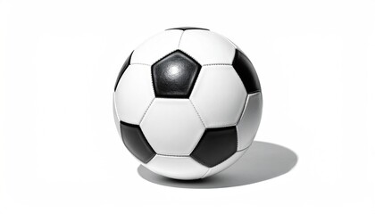 Fototapeta premium Round soccer ball, black and white, clean, isolated