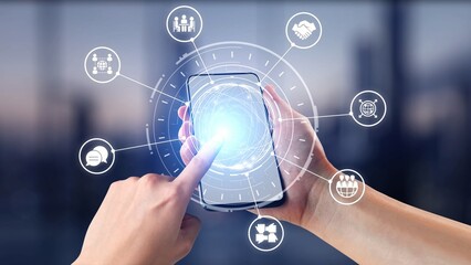 People networking and digital community with teamwork, partnership, collaboration and connection icons showing modern communication and relationship building. Gist