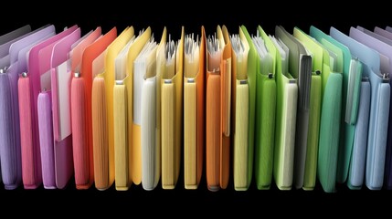 Obraz premium Colorful Collection of Organized File Folders for Office and Personal Use Featuring Various Shades and Patterns