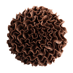 Brown ruffled sphere object isolated on a dark background