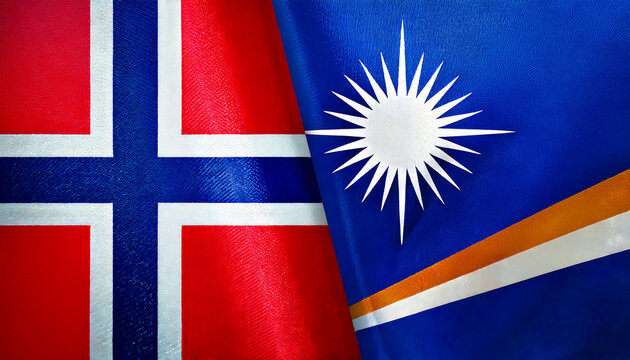 ノルウェーの国旗とマーシャルの国旗(Norway flag & Marshall Islands flag.)

