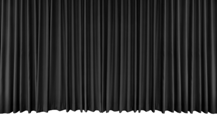 Black stage curtain, velvet curtain, for movie sets, concerts, or stage plays PNG transparent.