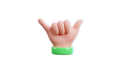 3D Hand Gesture Giving Shaka Sign on White Background