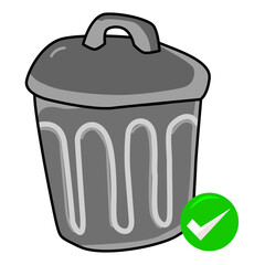 Trash Can with Green Check Mark Graphic