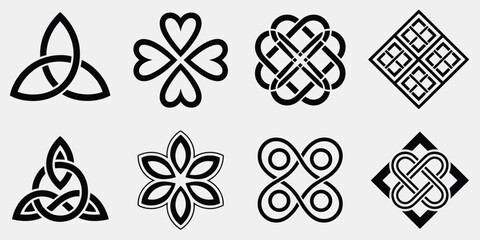 Endless knot buddhist emblem with celtic-inspired interwoven patterns, sacred symbolic geometry, and medieval ornamental details ideal for spiritual themes,