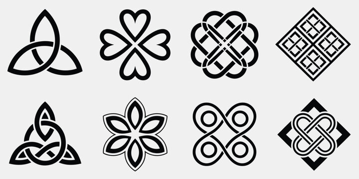 Endless knot buddhist emblem with celtic-inspired interwoven patterns, sacred symbolic geometry, and medieval ornamental details ideal for spiritual themes,