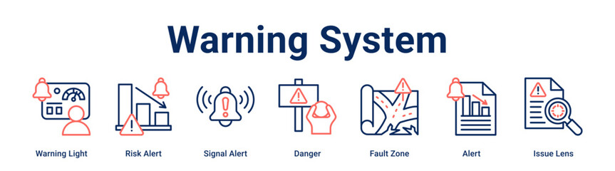 Warning System web banner icon vector illustration concept for Business with icon of Warning Light, Risk Alert, Signal Alert, Danger, Fault Zone, Alert.