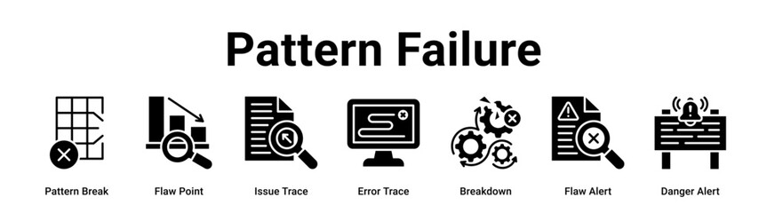 Pattern Failure web banner icon vector illustration concept for Business with icon of Pattern Break, Flaw Point, Issue Trace, Error Trace, Breakdown, Flaw Alert.