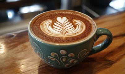 cup of cappuccino with cinnamon, Generative AI