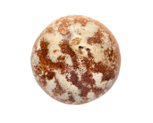 One simple round gingerbread isolated on a white background. Classic gingerbread close-up