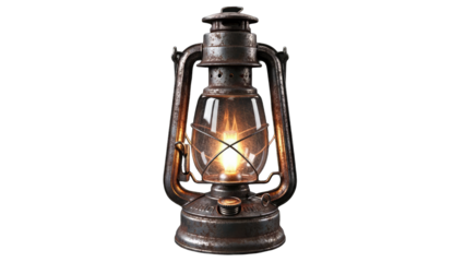 Vintage Lantern Glowing on White Background