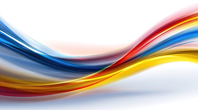 Abstract vector background with colorful lines and light effects on white backdrop, blue-red-yellow-orange palette, curved shapes, abstract waves, blur effect, high-res professional quality for design - Powered by Adobe