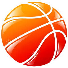 Premium basketball icon featuring vibrant orange&ndash;red gradient strokes with glossy highlights