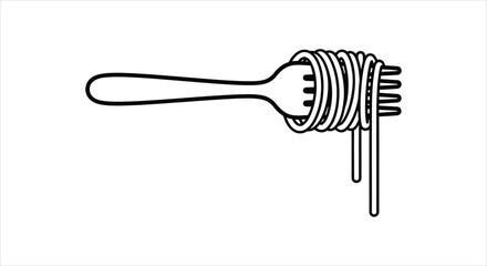 Fork With Spaghetti Wrapped Around It Isolated On White Background