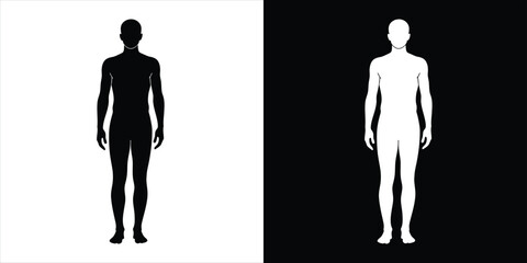 Abstract human silhouettes in contrasting black and white, depicting identity and duality concepts