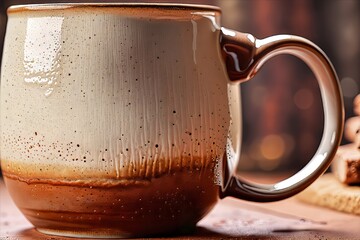 Handcrafted ceramic mug macro — artisan glaze detail
