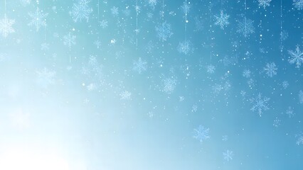 Fototapeta premium Gentle Snowfall Over a Soft Blue Gradient Background – Winter Wonderland Ambiance